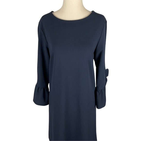 Nanette Lepore Navy Bell Sleeve Sheath Dress - Picture 2 of 9